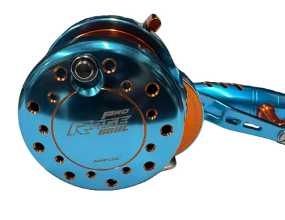 Maxel Rage Pro 60 60HL Custom Tiffany Blue Orange Conventional Reel Left Hand