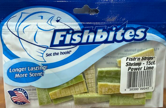 Fishbites Strips - Shrimp - Power Lime 15ct