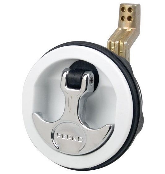 Perko Flush Latch - Surface Mount Offset Cam Bar - 2.5" Hole - White.