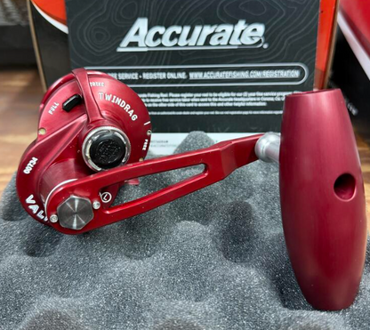 Accurate VT-300L-JIG-MWR Valiant Twindrag 300 Lefty V2 Jigging Reel Matte Wine Red