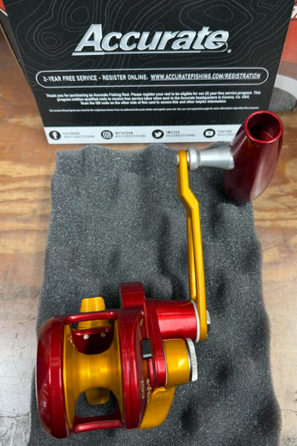 Accurate VT-300-JIG-RIG Valiant Twindrag 300 V2 Jigging Reel Red/International Gold