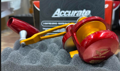 Accurate VT-300-JIG-RIG Valiant Twindrag 300 V2 Jigging Reel Red/International Gold
