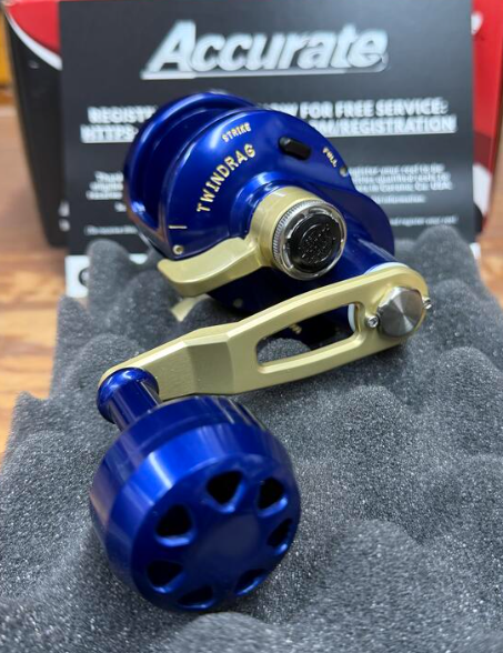 Accurate VT-300C-DBLG Valiant Twindrag 300 Reel With Clicker V2 Dark Blue/Gold Next Gen Handle