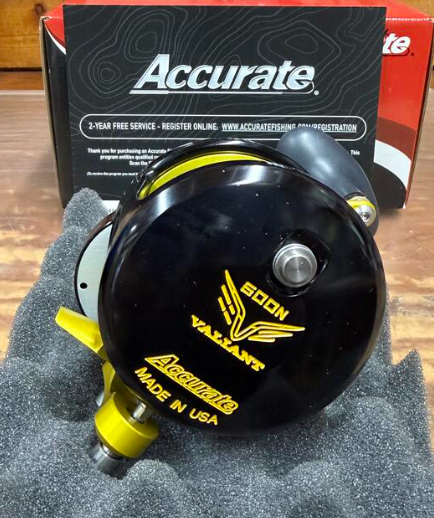 Accurate VT2-600N-BY Valiant Twindrag 600 Narrow 2-Speed Reel V2 Black/Yellow