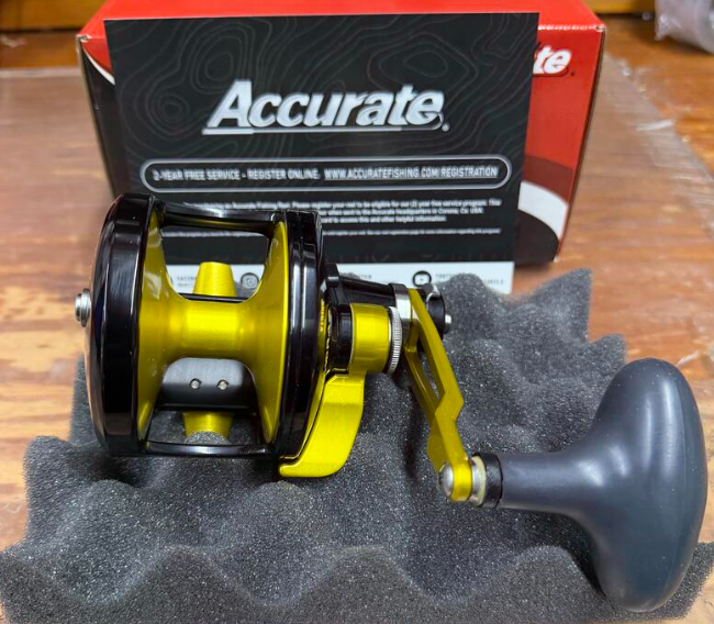 Accurate VT2-600N-BY Valiant Twindrag 600 Narrow 2-Speed Reel V2 Black/Yellow