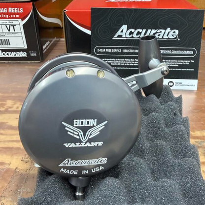 Accurate VT2-800NL-JIG-GMLGRY Valiant Twindrag 800 Narrow 2-Speed Lefty V2 Jigging Reel Gunmetal/Light Gray