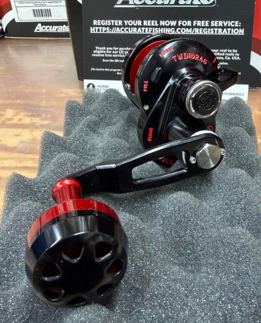 Accurate VT-300CL-BR Valiant Twindrag 300 Lefty Reel With Clicker V2 Black/Red Next Gen Handle