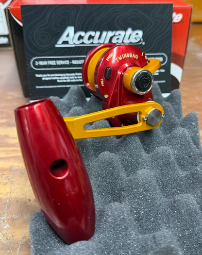 Accurate VT-300L-JIG-RIG Valiant Twindrag 300 Lefty V2 Jigging Reel Red/International Gold