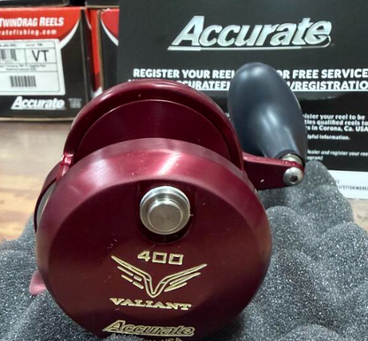 Accurate VT-400-MWR Valiant Twindrag 400 Reel V2 Matte Wine Red