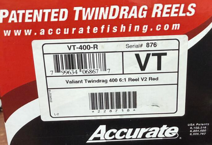 Accurate VT-400-R Valiant Twindrag 400 Reel V2 Red