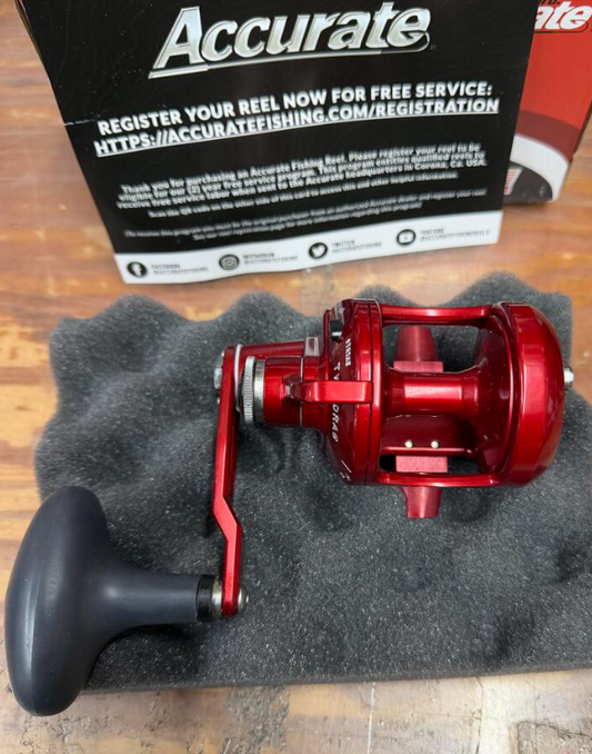 Accurate VT-400L-R Valiant Twindrag 400 Lefty Reel V2 Red