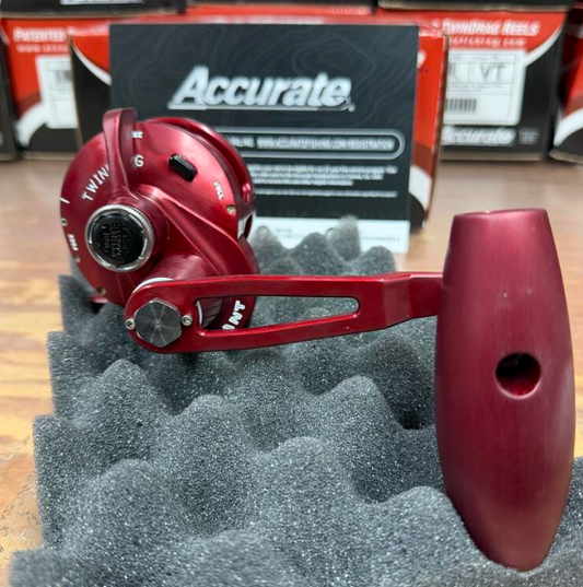 Accurate VT-500N-JIG-MWR Valiant Twindrag 500 Narrow V2 Jigging Reel Matte Wine Red
