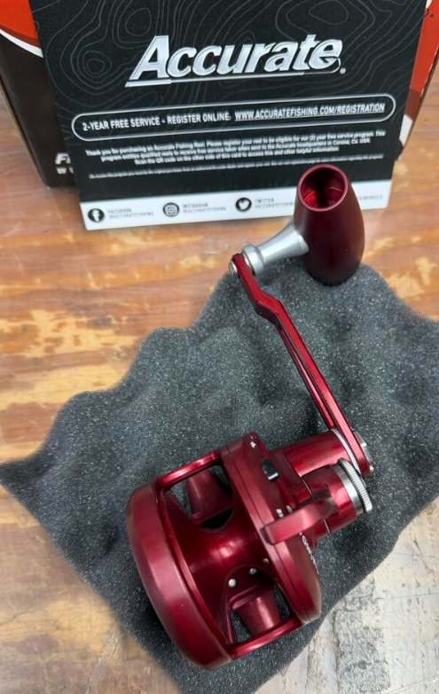 Accurate VT-500N-JIG-MWR Valiant Twindrag 500 Narrow V2 Jigging Reel Matte Wine Red