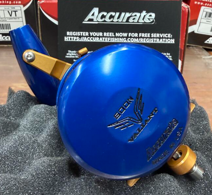 Accurate VT-600NL-JIG-BLO Valiant Twindrag 600 Narrow Lefty V2 Jigging Reel Blue/Orange