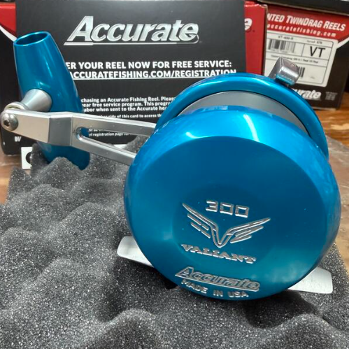 Accurate VT2-300-JIG-IBS Valiant Twindrag 300 2-Speed V2 Jigging Reel Ice Blue/Silver
