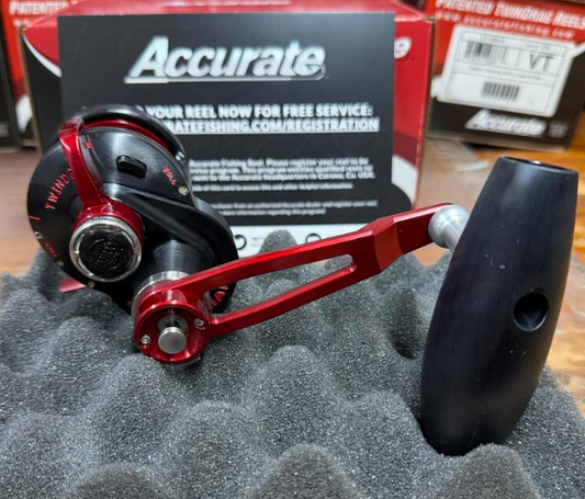Accurate VT2-300C-MBR Valiant Twindrag 300 2-Speed Reel V2 Matte Black/Red SPJ Handle