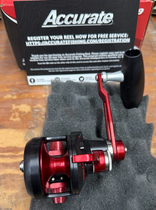 Accurate VT2-300C-MBR Valiant Twindrag 300 2-Speed Reel V2 Matte Black/Red SPJ Handle