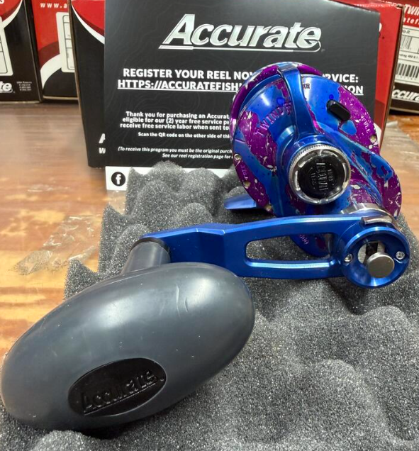 Accurate VT2-400-BLPUC Valiant Twindrag 400 2-Speed Reel V2 Blue/Purple Camo