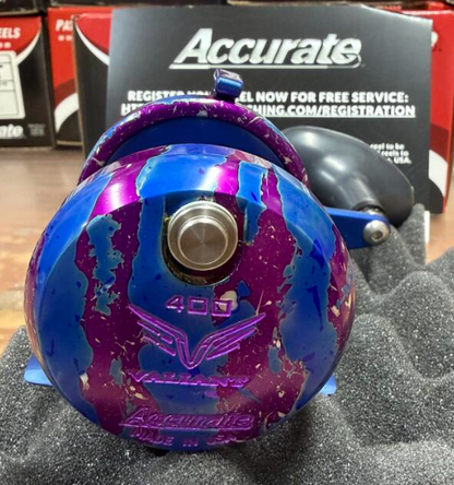 Accurate VT2-400-BLPUC Valiant Twindrag 400 2-Speed Reel V2 Blue/Purple Camo
