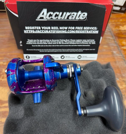 Accurate VT2-400-BLPUC Valiant Twindrag 400 2-Speed Reel V2 Blue/Purple Camo