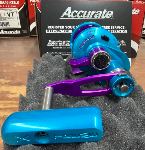 Accurate VT2-400-IBPU Valiant Twindrag 400 2-Speed Reel V2 Ice Blue/Purple