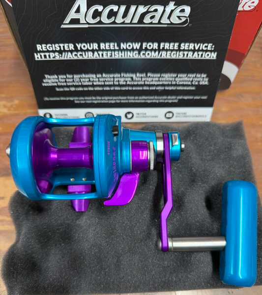Accurate VT2-400-IBPU Valiant Twindrag 400 2-Speed Reel V2 Ice Blue/Purple
