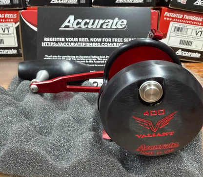 Accurate VT2-400-MBR Valiant Twindrag 400 2-Speed Reel V2 Matte Black/Red