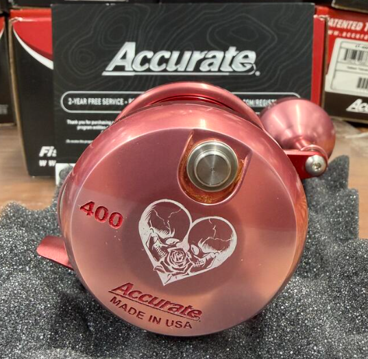 Accurate VT2-400-PFR Valiant Twindrag 400 2-Speed Reel V2 Pink Fade/Red