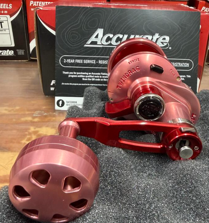 Accurate VT2-400-PFR Valiant Twindrag 400 2-Speed Reel V2 Pink Fade/Red