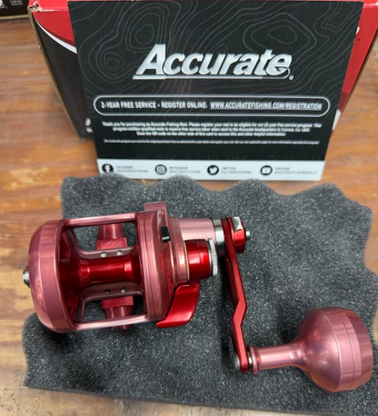 Accurate VT2-400-PFR Valiant Twindrag 400 2-Speed Reel V2 Pink Fade/Red
