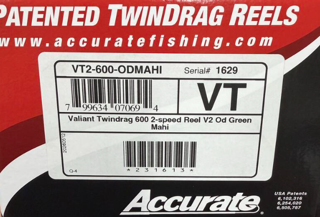 Accurate VT2-600-ODMAHI Valiant Twindrag 600 2-Speed Reel V2 OD Green Mahi