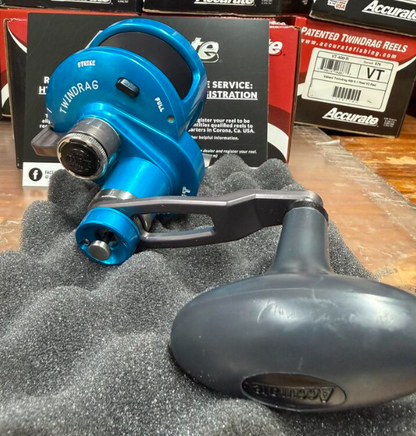 Accurate VT2-500NP-IBGM Valiant Twindrag 500 Narrow Plus 2-Speed Reel V2 Ice Blue/Gunmetal
