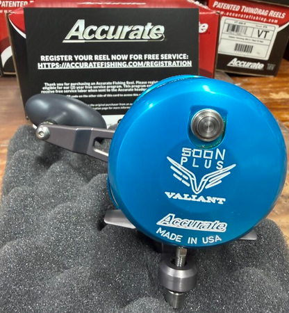 Accurate VT2-500NP-IBGM Valiant Twindrag 500 Narrow Plus 2-Speed Reel V2 Ice Blue/Gunmetal