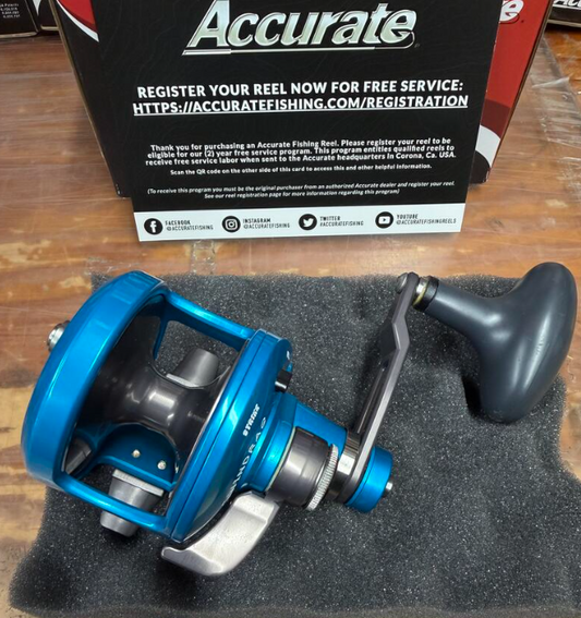 Accurate VT2-500NP-IBGM Valiant Twindrag 500 Narrow Plus 2-Speed Reel V2 Ice Blue/Gunmetal