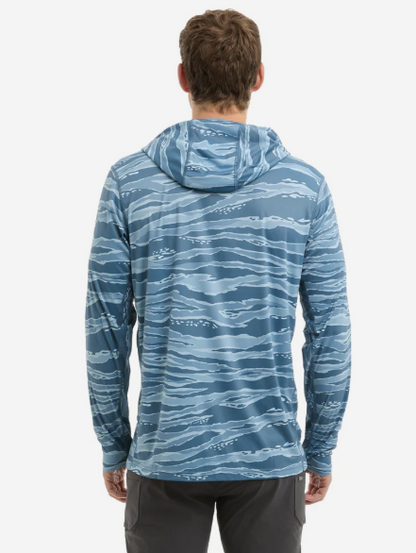 Pelagic Vaportek Hooded Long Sleeve Performance Shirt Wahoo Camo Petrol