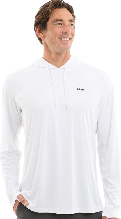 Pelagic Vaportek Hooded Goione American Marlin Hooded Long Sleeve Performance Shirt White