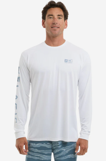 Pelagic Aquatek Wahoo Icon Long Sleeve Performance Shirt White