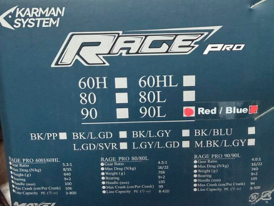 Maxel Rage Pro 90L Custom Conventional Reel Matte Red Navy Blue Left Hand
