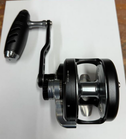 Maxel Rage Pro 90L Custom Conventional Reel Matte Black Light Gray Left Hand