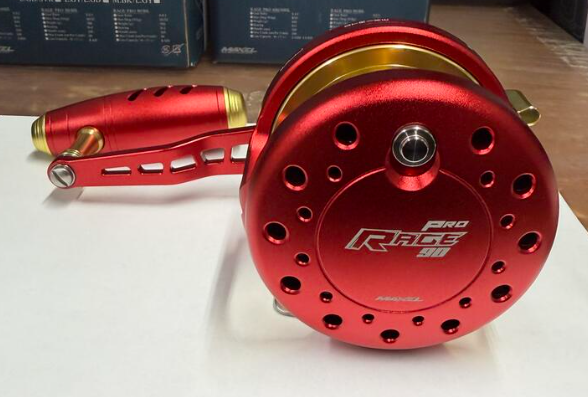 Maxel Rage Pro 90 Custom Conventional Reel Matte Red Light Gold Right Hand