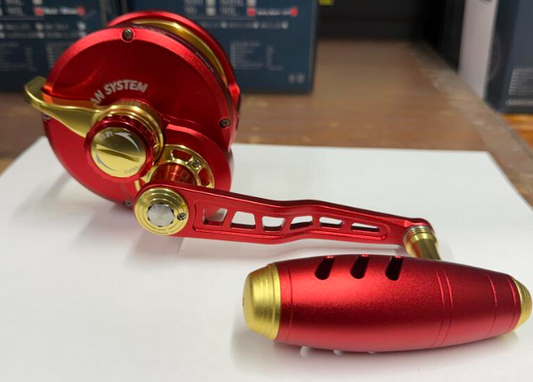 Maxel Rage Pro 90 Custom Conventional Reel Matte Red/Light Gold Right Hand