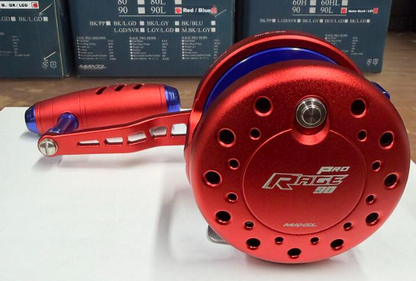 Maxel Rage Pro 90 Custom Conventional Reel Matte Red Blue Right Hand