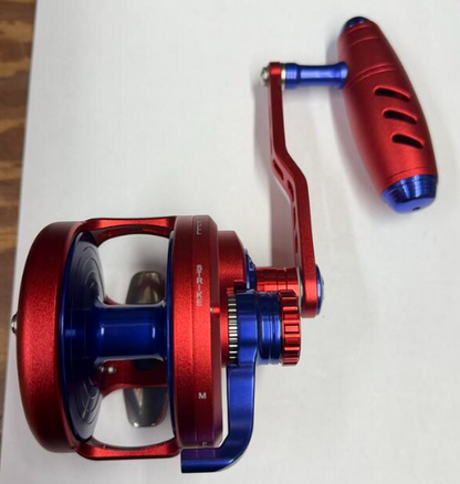 Maxel Rage Pro 90 Custom Conventional Reel Matte Red Blue Right Hand