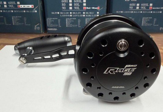 Maxel Rage Pro 90 Custom Conventional Reel Matte Black Light Gray Right Hand