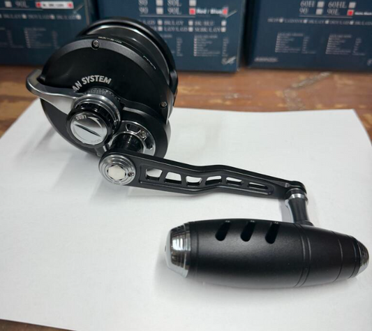 Maxel Rage Pro 90 Custom Conventional Reel Matte Black Light Gray Right Hand
