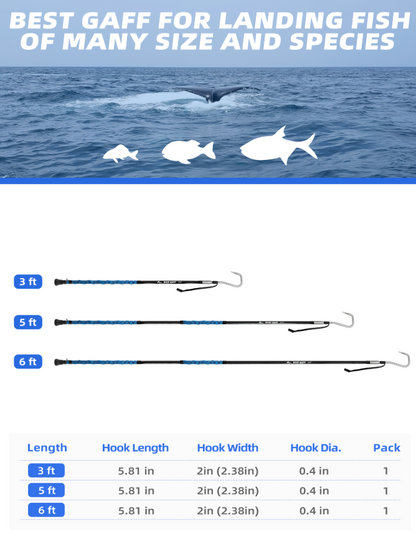 Bluewing Fiberglass Gaff with Stainless Steel Hook