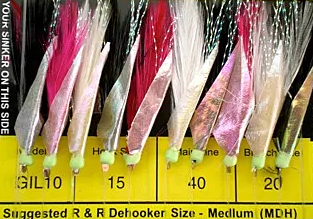 R&R Tackle Sabiki Goggle Eye Rig 10 Hook, #15 SS Hook S 40lb, 20lb GIL-10