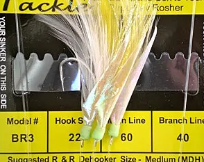 R&R Tackle Sabiki Heavy Blue Runner Rig 3 Hook, Size #22 SS Hook S 40lb, 20lb BR-3