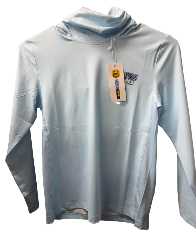 Tuppens Premium Hooded Long Sleeve Fishing Shirt With Built In Gator Arctic Blue Youth