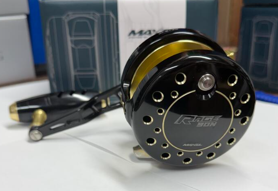 Maxel Rage 90N Narrow Jigging Conventional Reel Right Hand Black/Gold